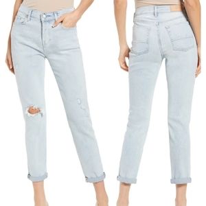 Vintage Luxe Josefina In Blue 7 FOR ALL MANKIND Hi-Waist Straight Leg Jeans S 28